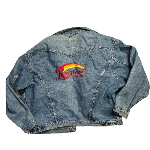 Vintage International Denim Trucker’s Jacket‎ Wool Blend Liner Rainbow Fed  XXL - Picture 3 of 6